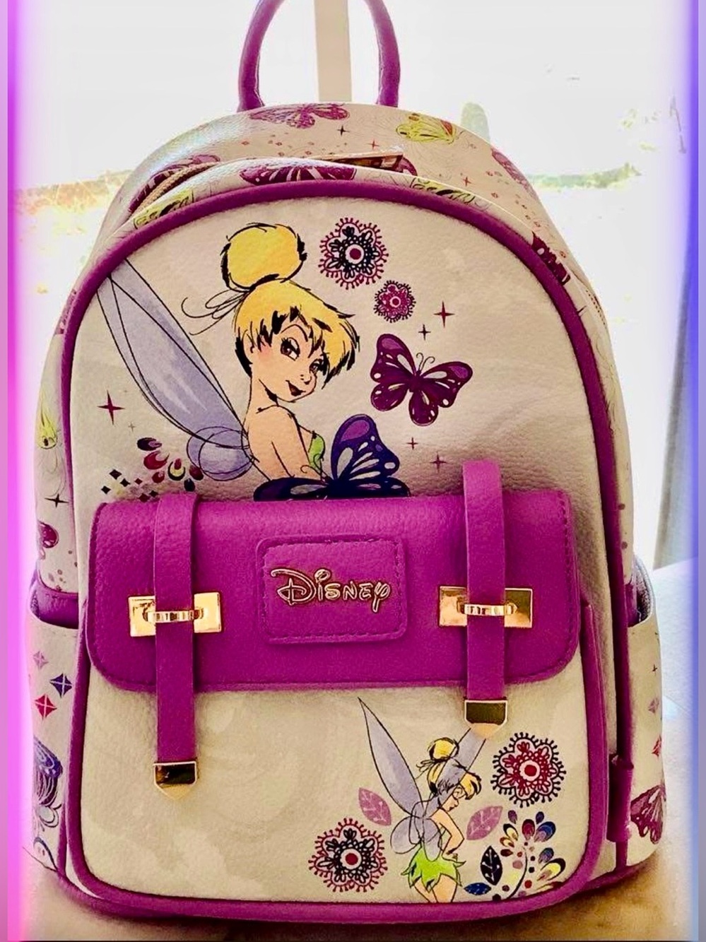 Disney Tinker Bell Purple and Cream Backpack
